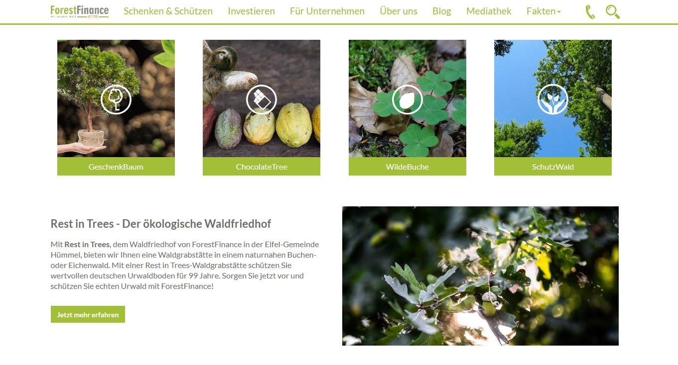 Website Vorschau von ForestFinance