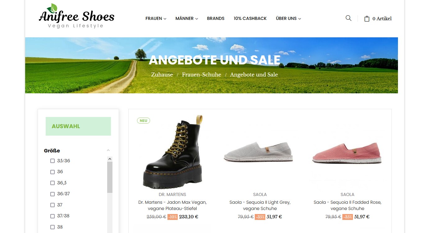 Website Vorschau von Anifree-Shoes