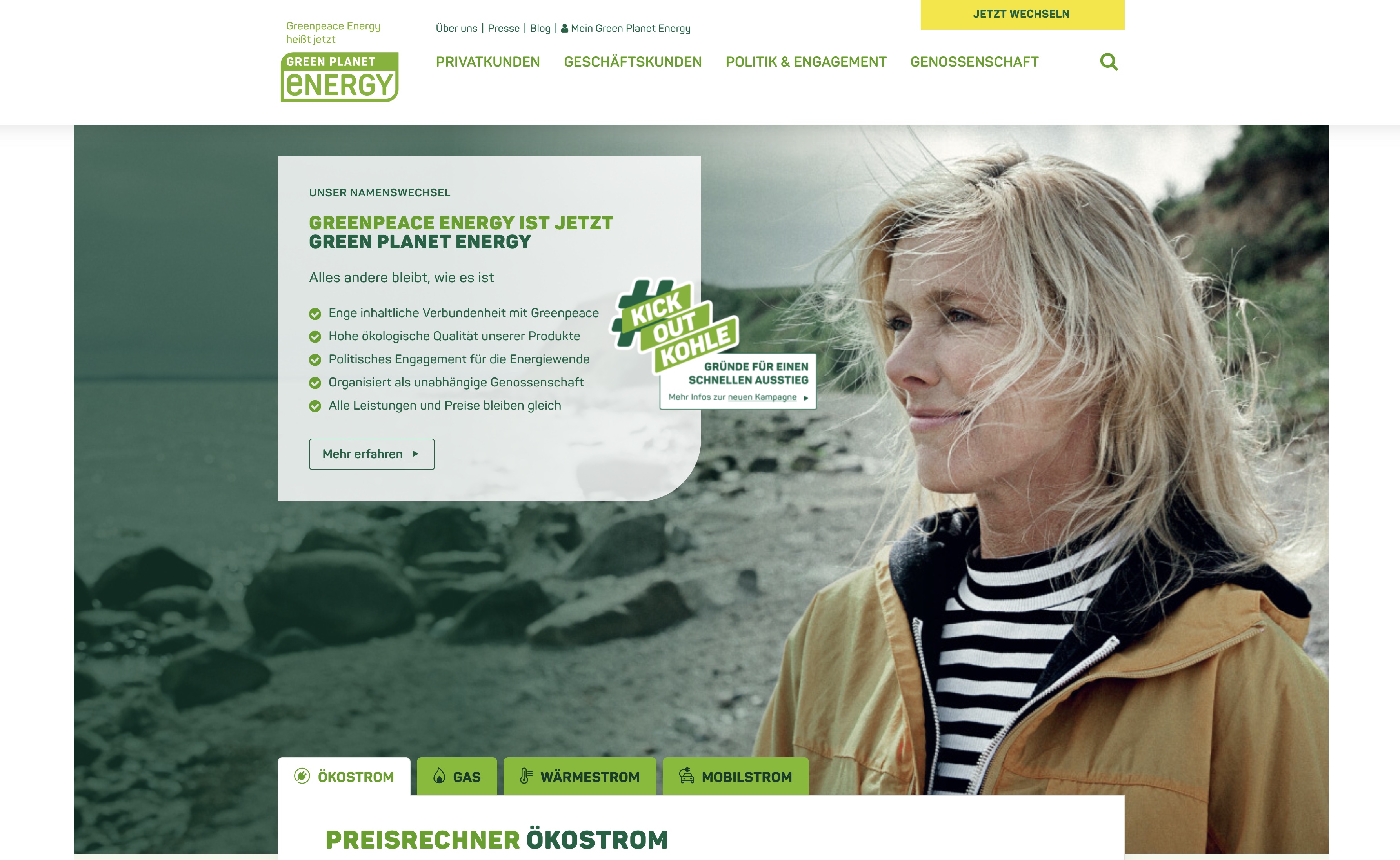 Website Vorschau von Green Planet Energy