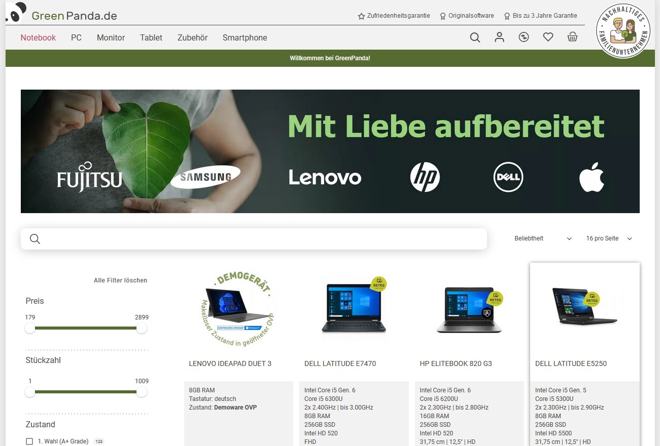 Website Vorschau von GreenPanda.de