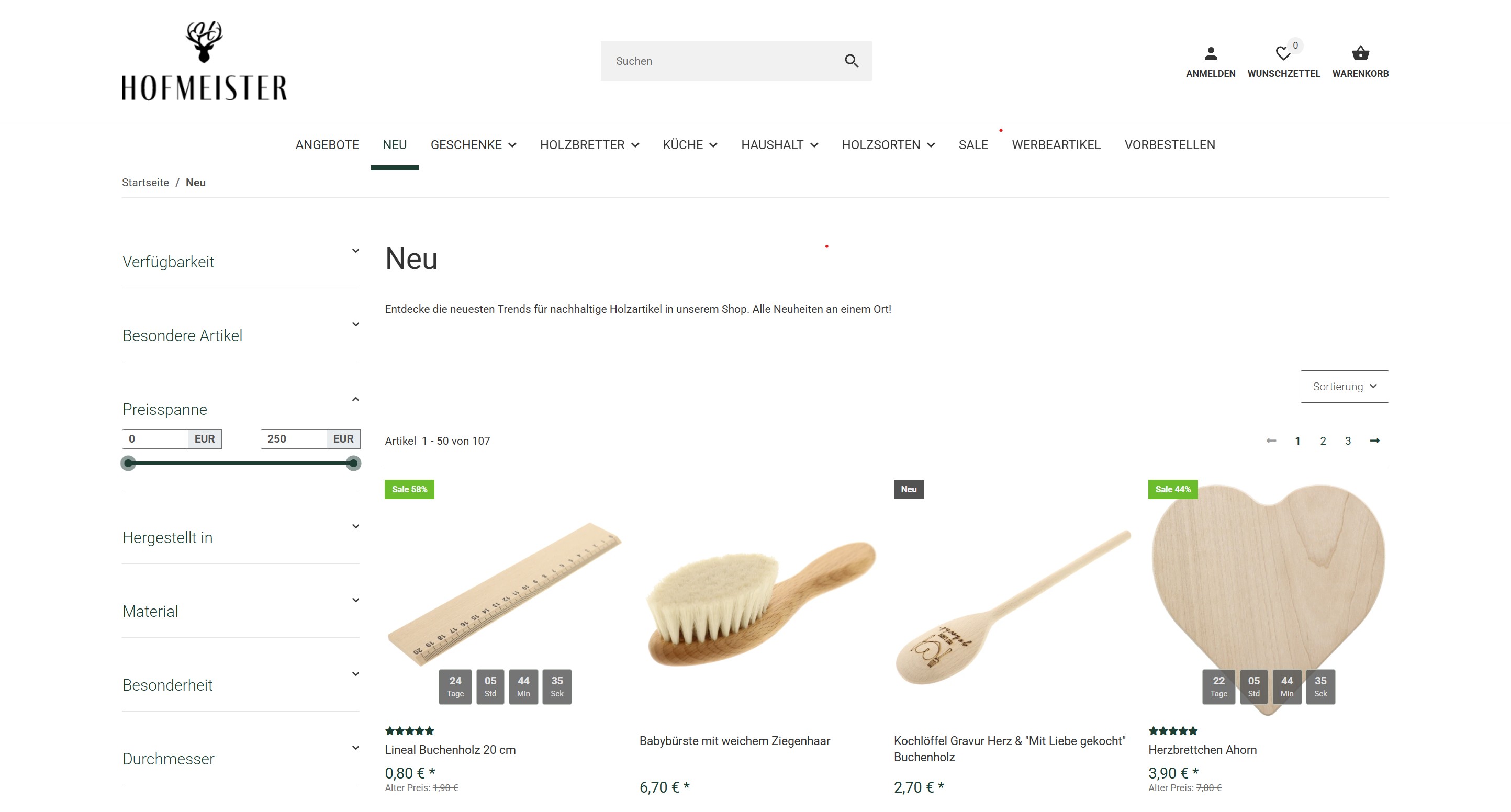 Website Vorschau von Hofmeister Holzwaren