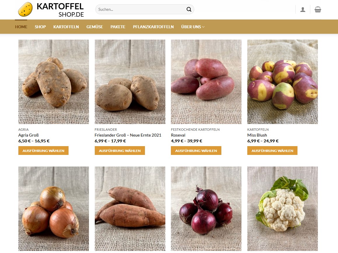 Website Vorschau von Kartoffelshop