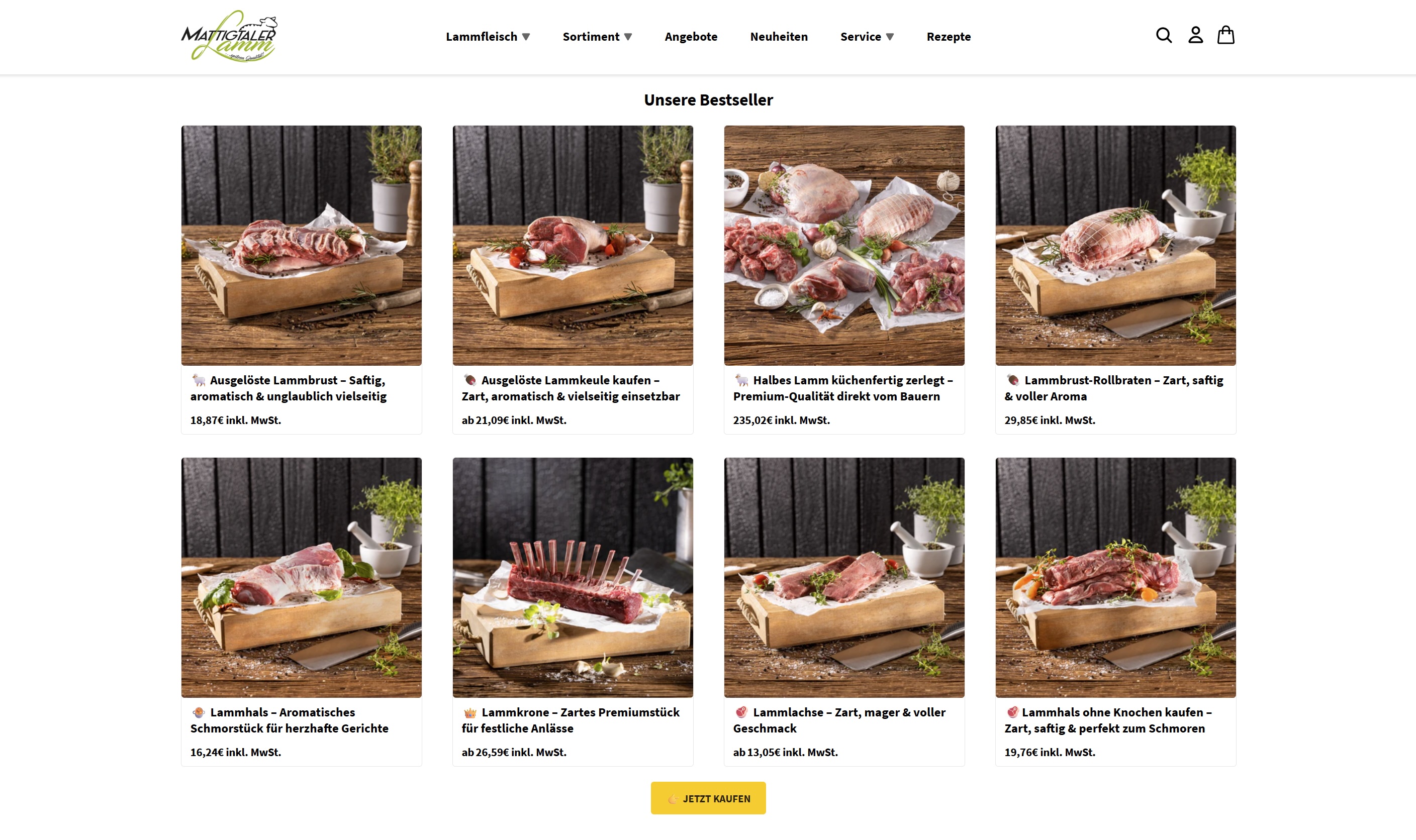 Website Vorschau von Lammfleisch.at