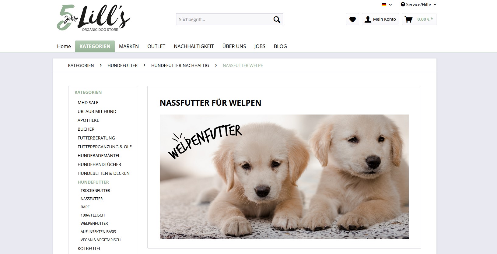 Website Vorschau von Lill’s Organic Dog Store
