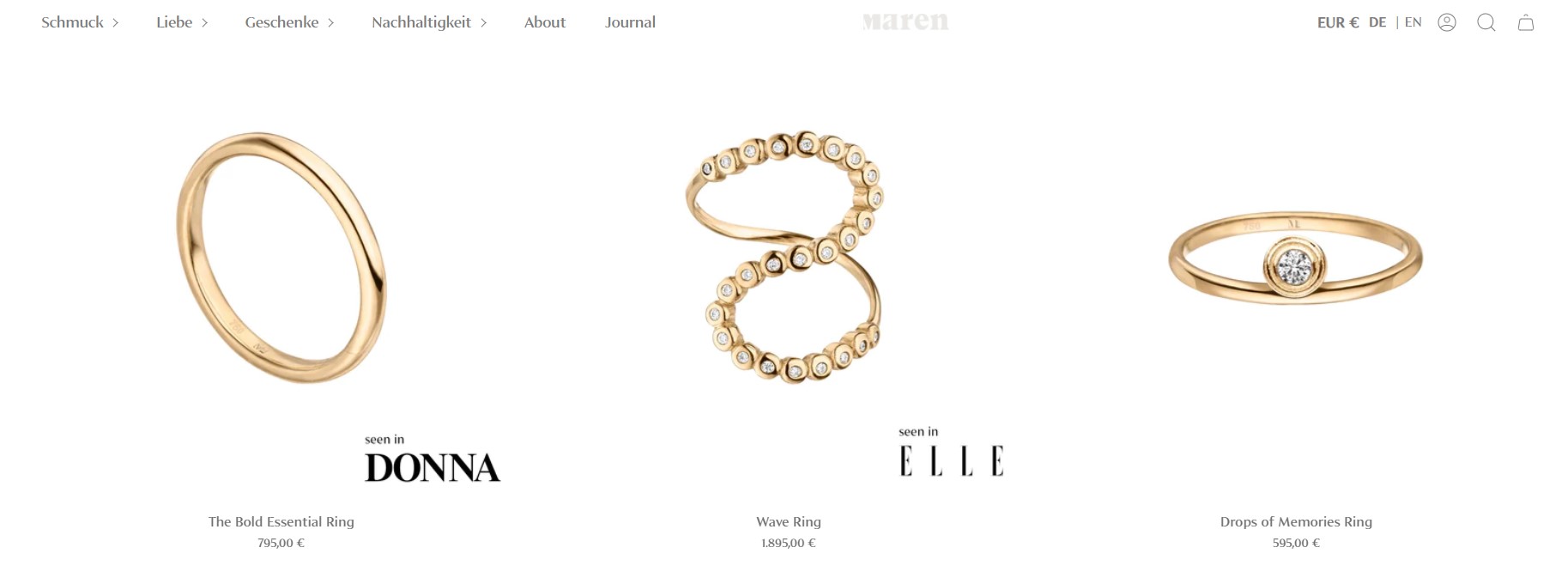 Website Vorschau von Maren Jewellery