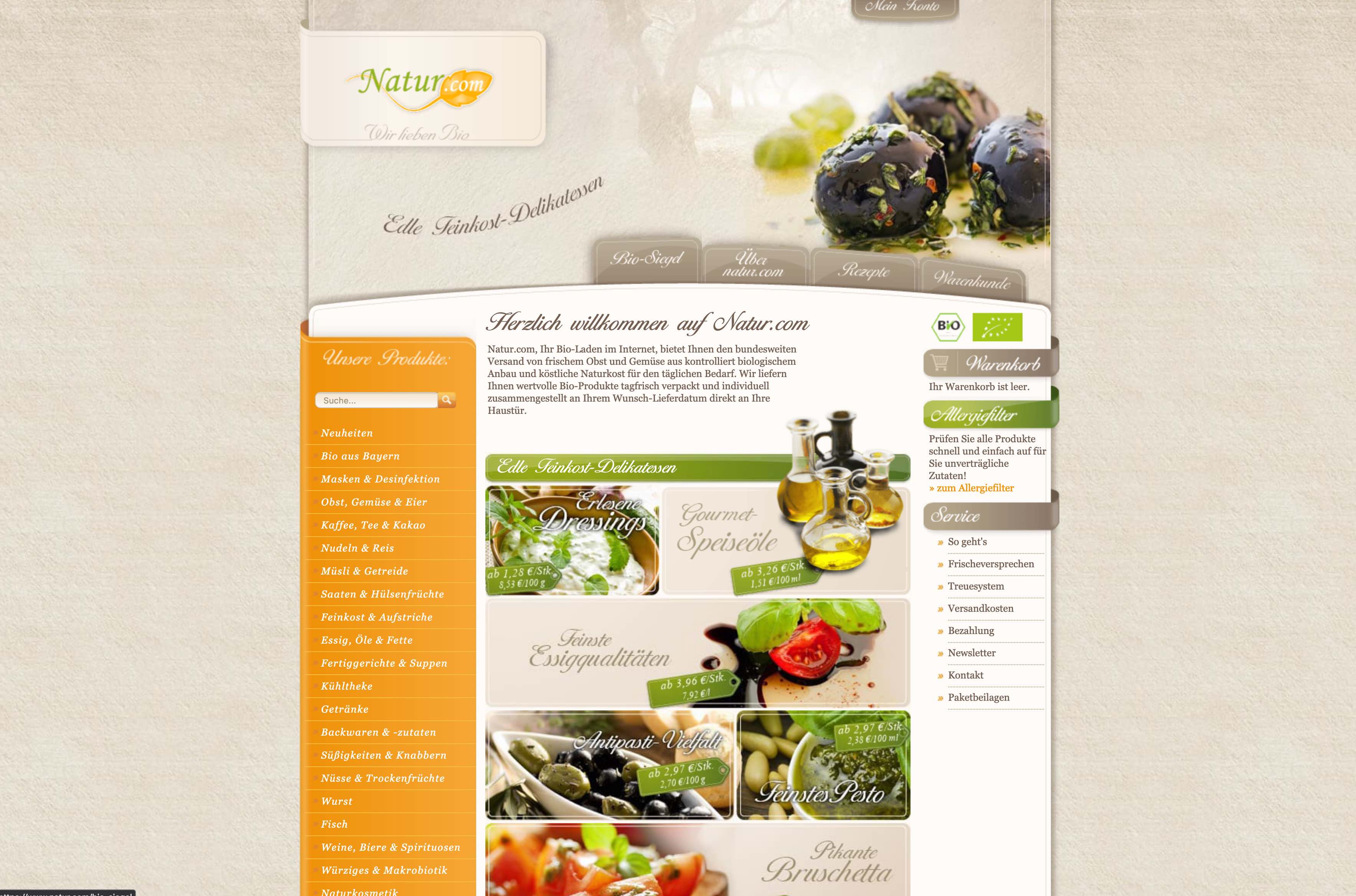 Website Vorschau von Natur.com