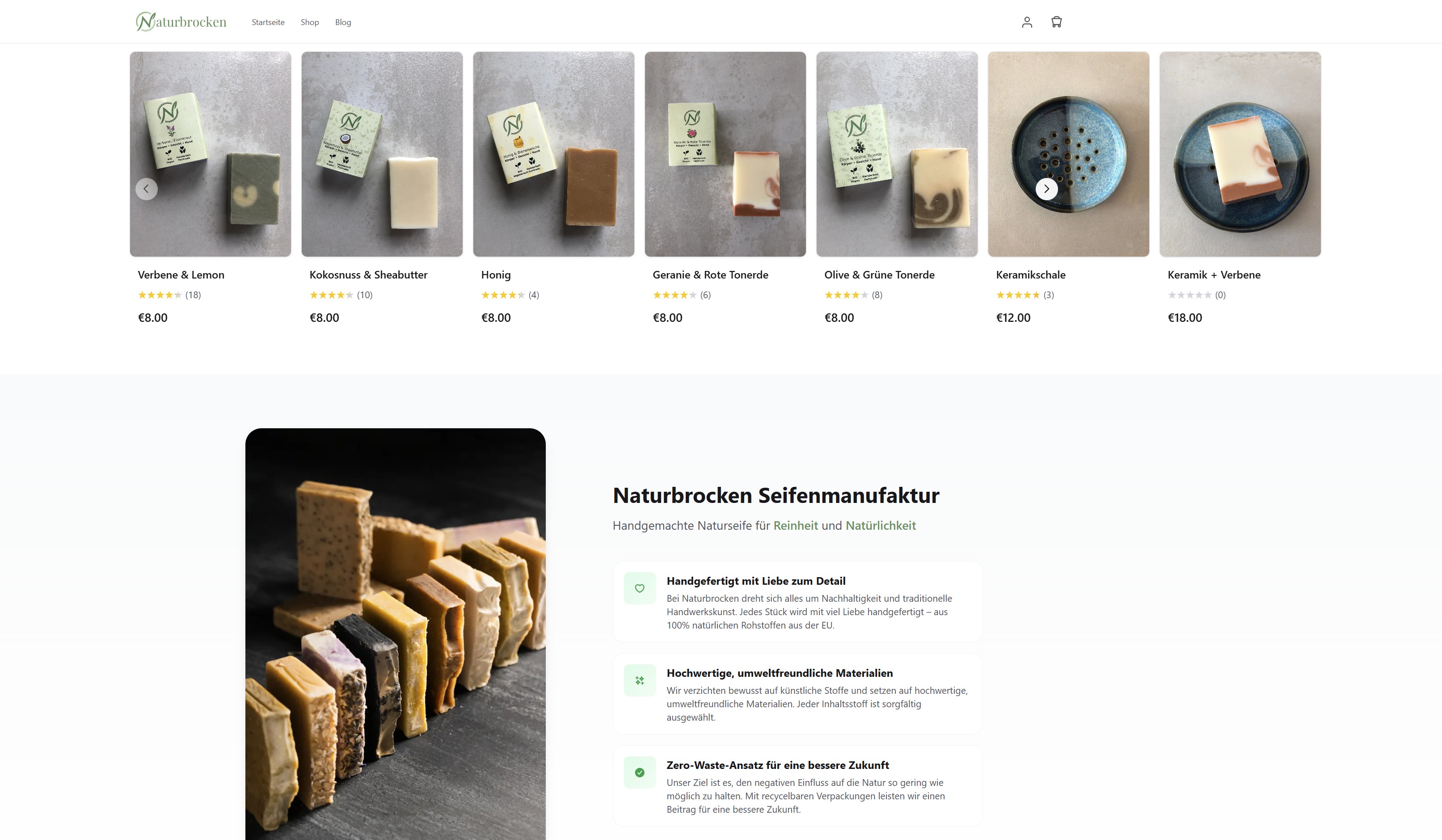 Website Vorschau von Naturbrocken Seifenmanufaktur