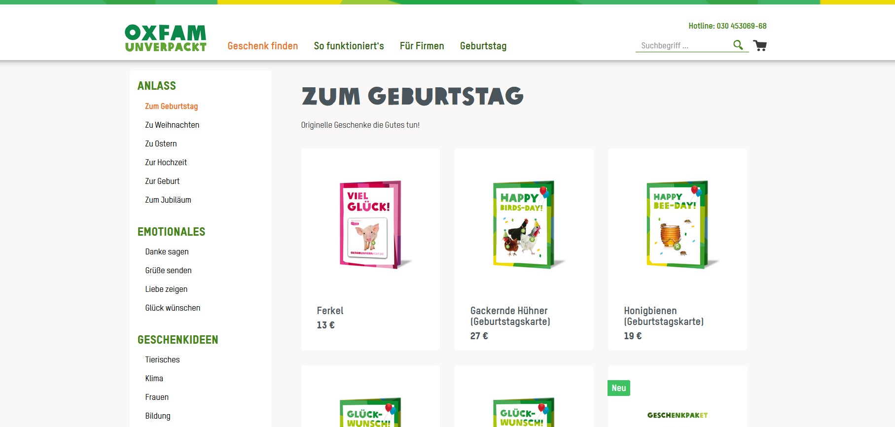 Website Vorschau von Oxfam Unverpackt