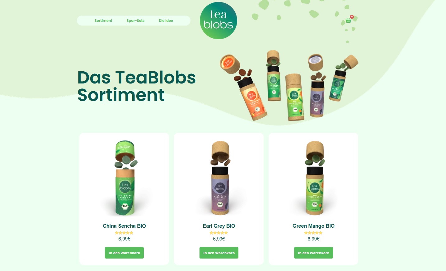 Website Vorschau von TeaBlobs